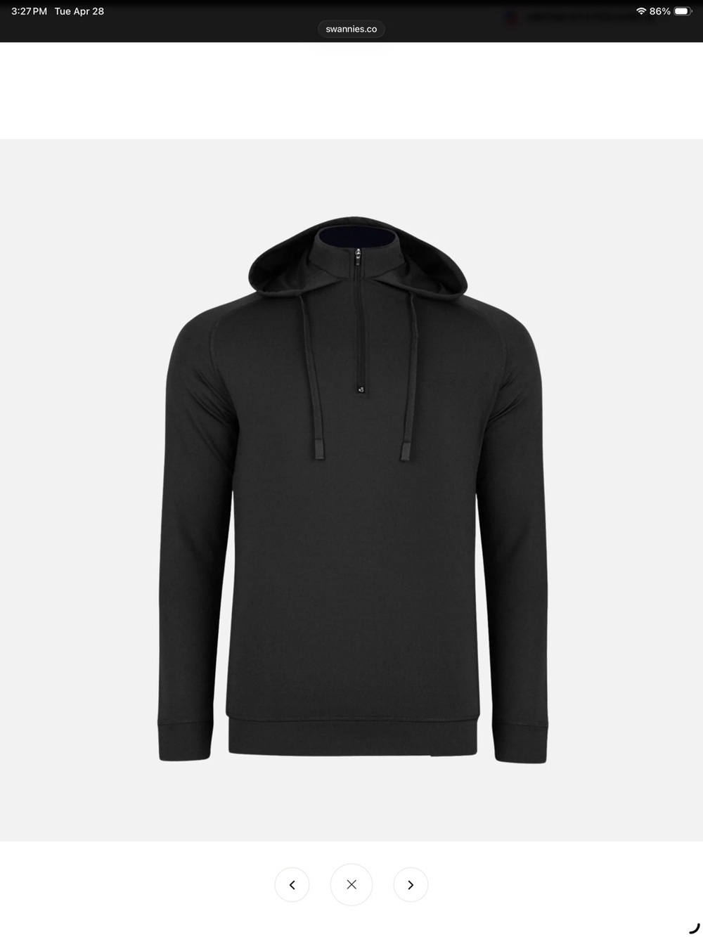 Men's Black Half-Zip Hooded Pullover Sweatshirt